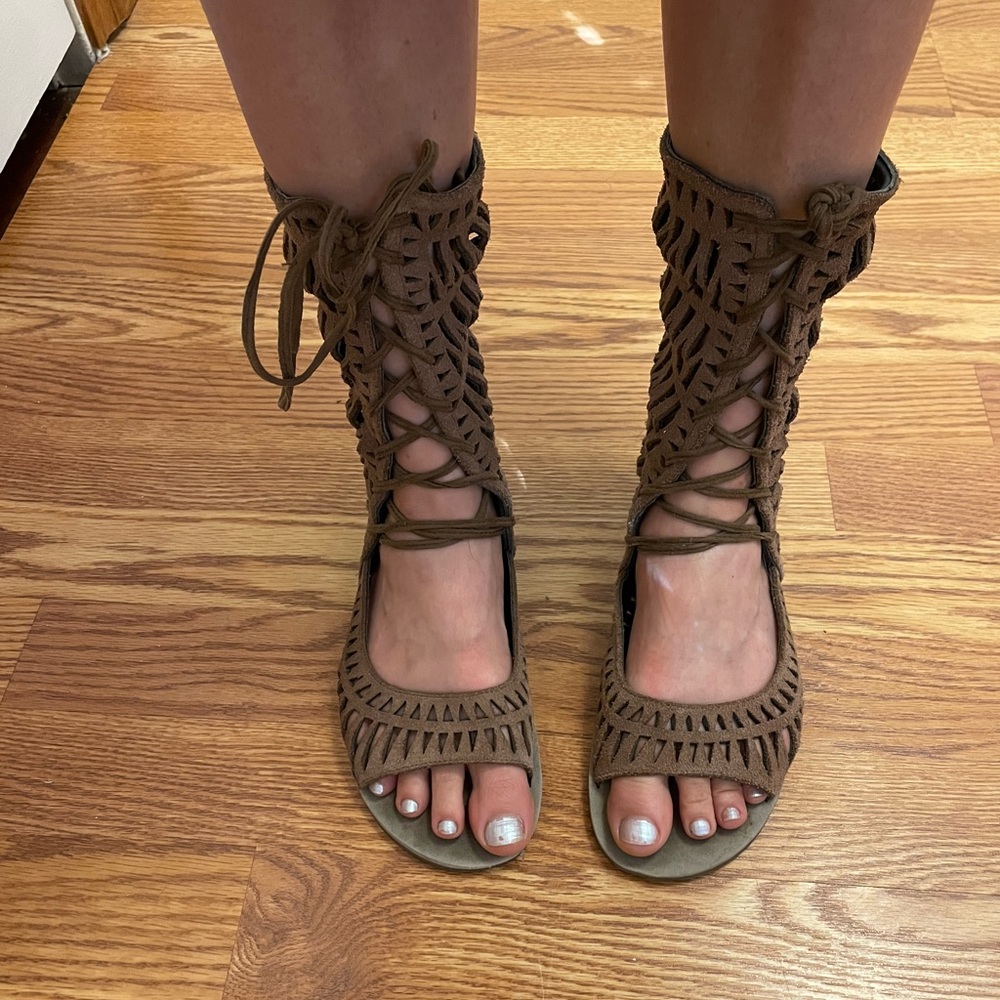 Jeffrey Campbell Leather/Suede Tan Gladiator Sandals